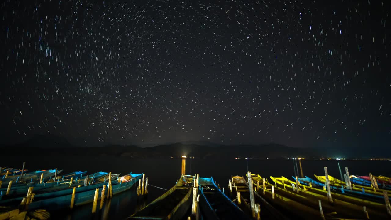 云南泸沽湖星轨延时摄影视频下载