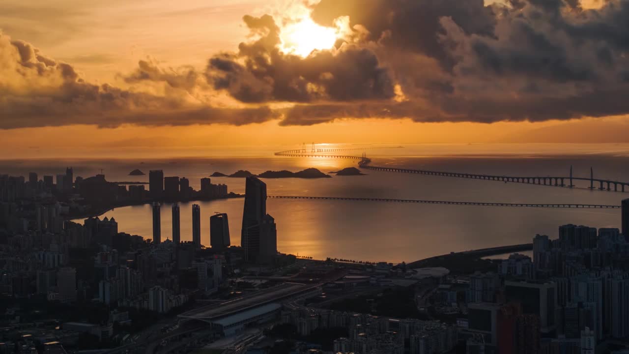 航拍港珠澳大桥延时视频素材