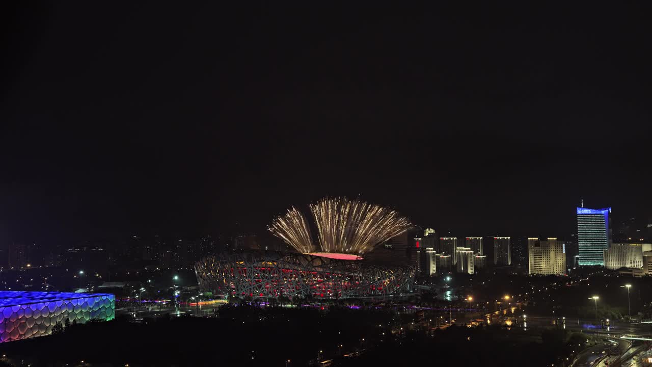 庆祝中国共产党成立建党100周年首都鸟巢烟花秀视频素材