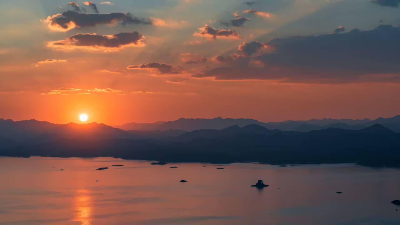 千岛湖天屿山观景台日落视频视频素材