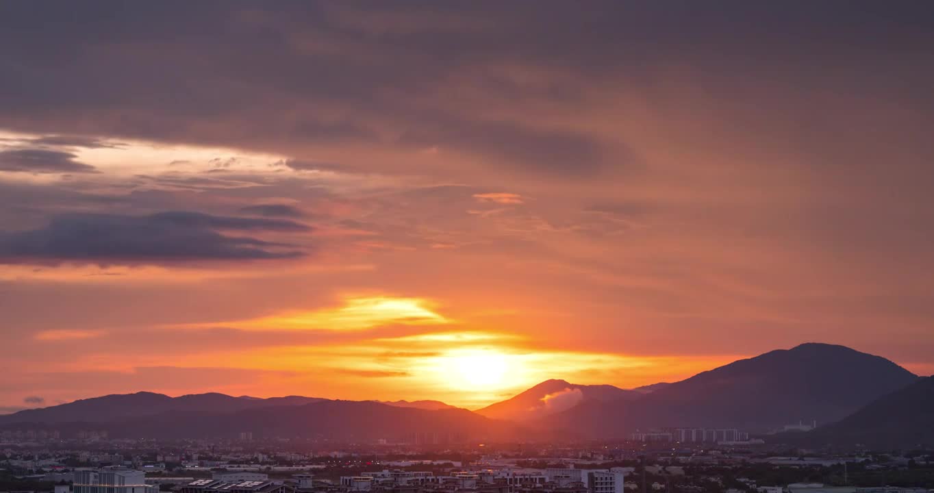 夏季夕阳落日时多变云彩视频素材