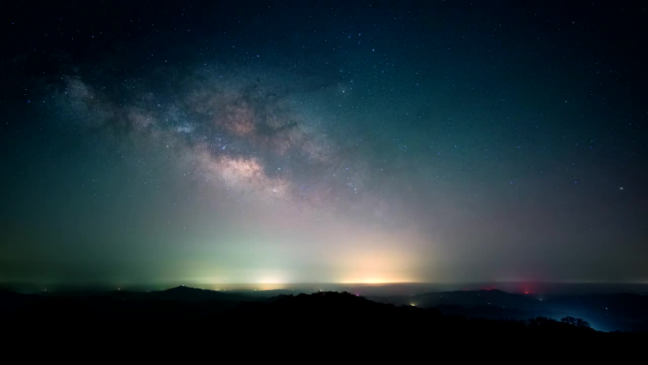 湖南浏阳大围山银河唯美星空延时摄影视频素材