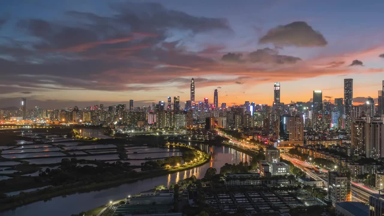 深圳晚霞日转夜视频素材