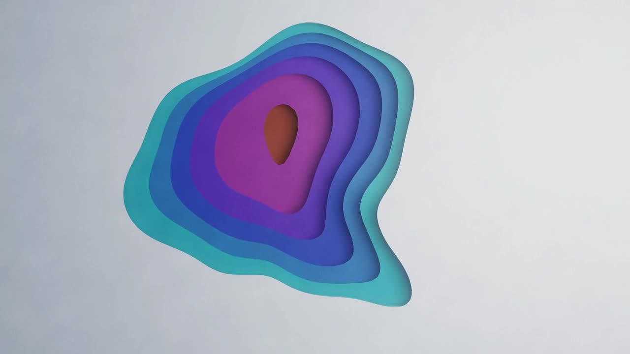 3D抽象背景与彩色剪纸波浪。现代设计布局最适合演讲视频素材