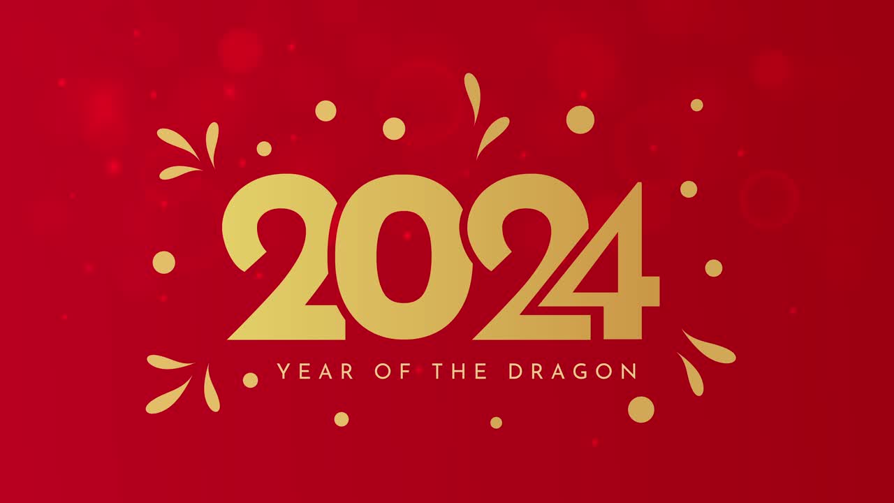 2024年农历新年背景，海报。龙年，4k视频素材