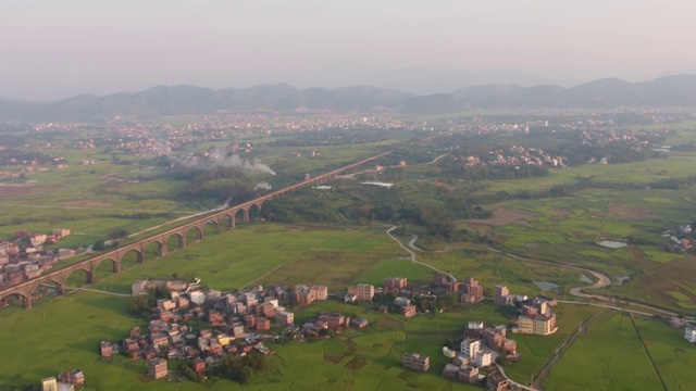 航拍渡槽水渠水塘大远景4K视频素材