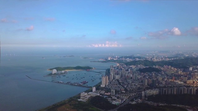 珠海市情侣路，香洲港全景视频素材