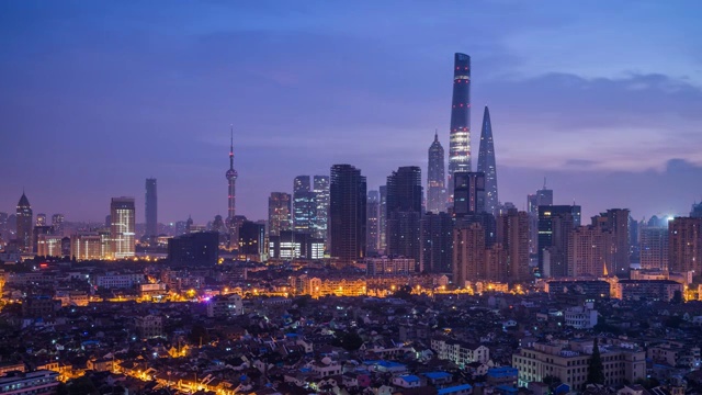 中国上海城市夜景延时视频素材