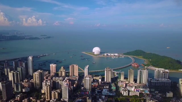 珠海市情侣路野狸岛全景 野狸岛 珠海视频素材