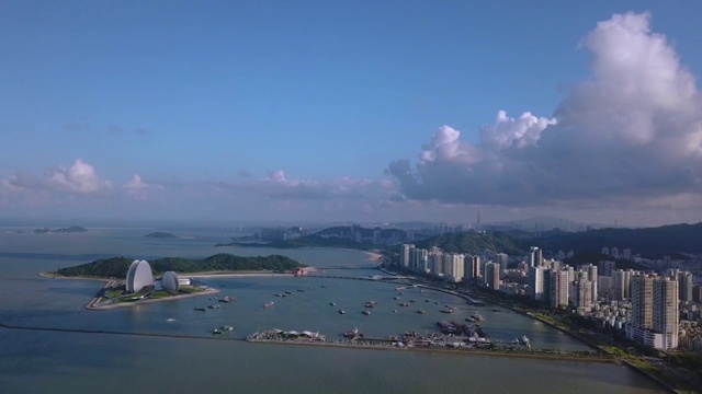 香洲港和野狸岛全景 野狸岛 珠海视频素材