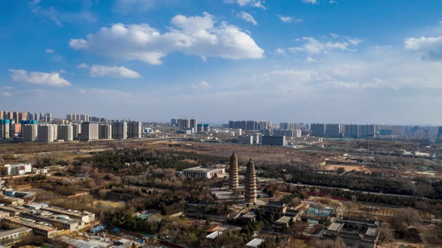 太原市双塔寺白天多云延时 太原视频素材