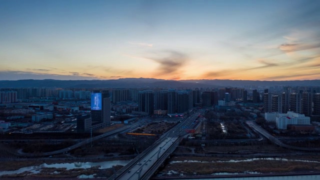 太原市南内环桥日落夜景延时视频素材