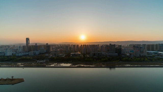 太原市山西博物院日落夜景延时视频素材