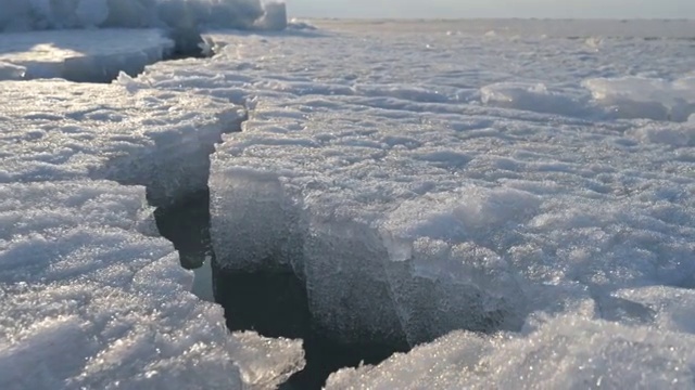 中俄界湖兴凯湖涌冰延时摄影视频下载