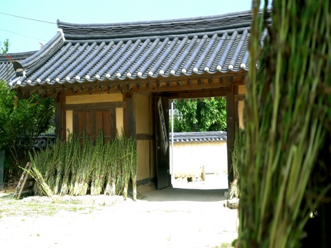 韩国庆尚北道安东浩村的韩屋(韩国传统房屋)和庭院视频素材