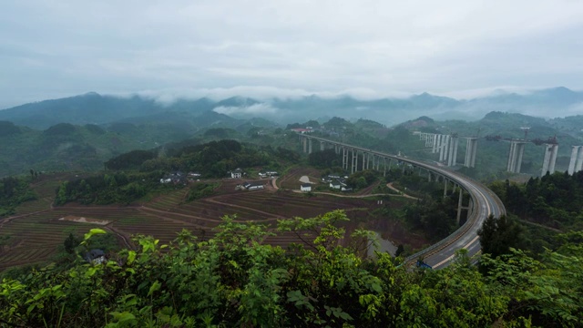 重庆市周家山大桥云海延时调色后视频素材