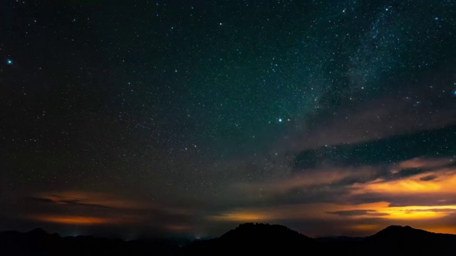 4K夕阳黄昏过度太阳下山晚霞星空银河延时视频素材