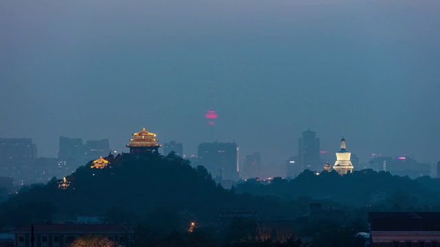 景山万春亭北海白塔日转夜延时摄影视频素材