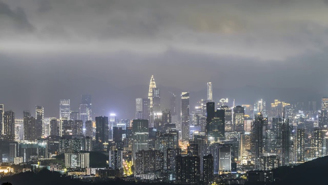 深圳南山区城市天际线夜景视频素材