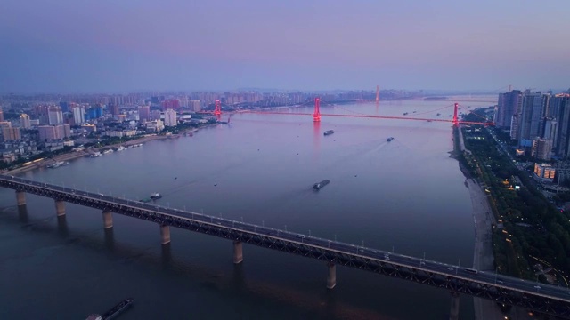 武汉夜景航拍视频素材