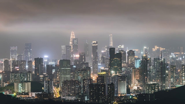 深圳南山城市天际线夜景视频素材