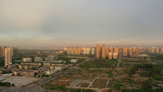 成都雨后彩虹航拍视频素材