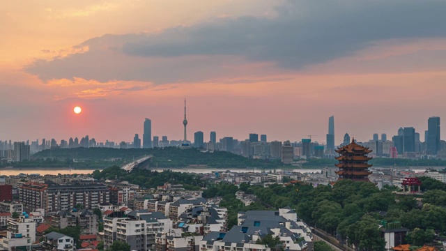 武汉黄鹤楼日夜交替视频素材