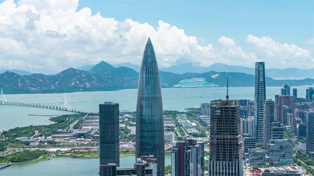 深圳南山区城市天际线延时摄影视频素材