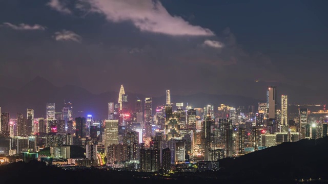 深圳南山区城市天际线黄昏转夜景视频素材