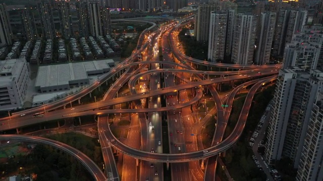 成都娇子立交夜景航拍视频素材