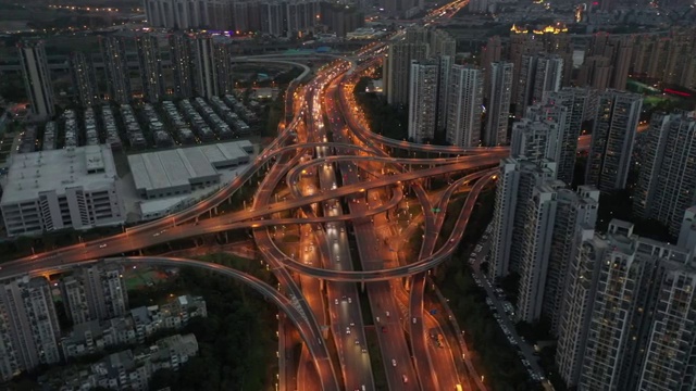 成都娇子立交夜景航拍视频下载