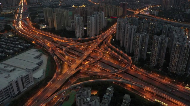 成都娇子立交夜景航拍视频下载