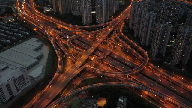 成都娇子立交夜景航拍视频素材