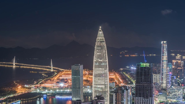 深圳南山区城市天际线夜景视频素材