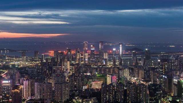 深圳前海片区黄昏转夜景视频素材