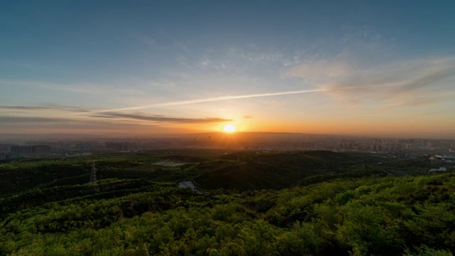 太原市西山启春阁日出延时视频素材