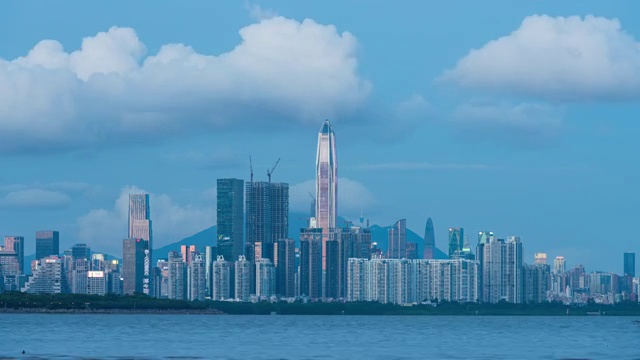 深圳福田区城市天际线黄昏转夜景视频素材