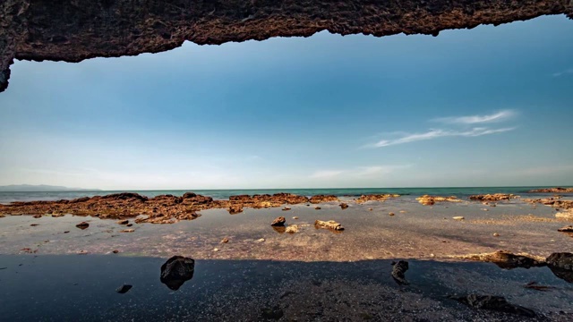 中国辽宁大连石灰窑海洞看海视频素材