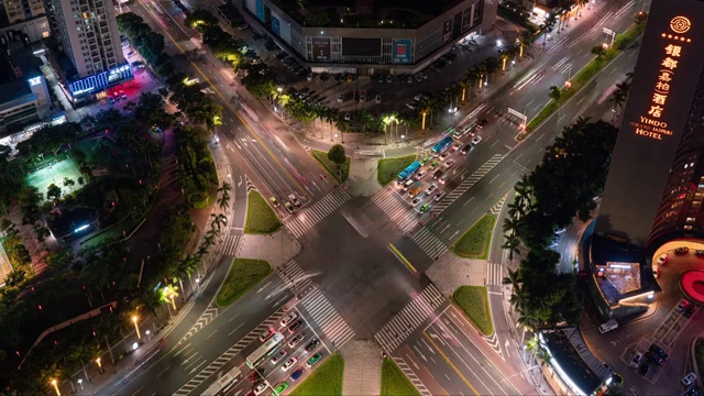 珠海银都十字路口车流夜景延时视频素材