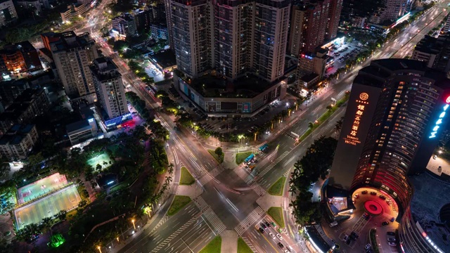 珠海拱北十字路口夜景延时视频素材