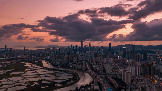 深圳罗湖区日落风光视频素材