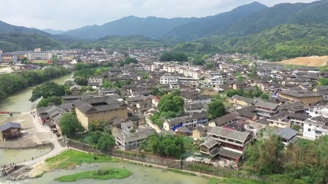 漳州土楼 漳州 中国福建省漳州市南靖县云水谣景区土楼航拍视频素材