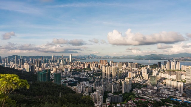 深圳南山区城市天际线蓝天白云视频素材