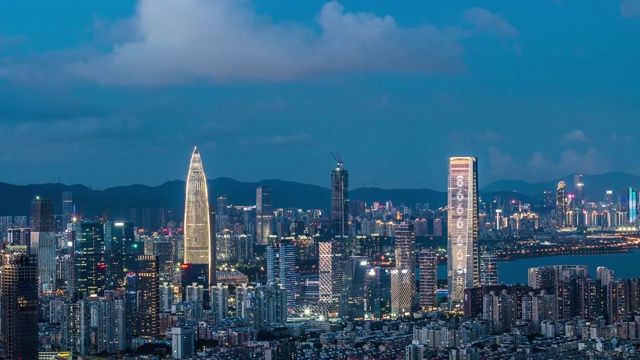 深圳南山区城市天际线夜景视频素材