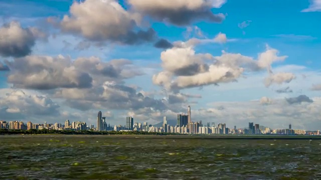 深圳湾畔滨海城市深圳风光延时摄影视频素材