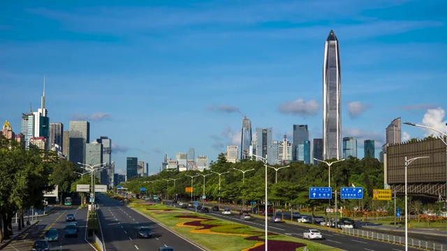 深圳最美城市道路深南大道车公庙-香蜜湖段城市景观延时摄影视频素材