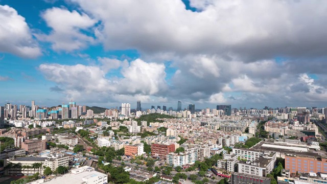 珠海拱北夏湾城市天际线全景延时视频素材