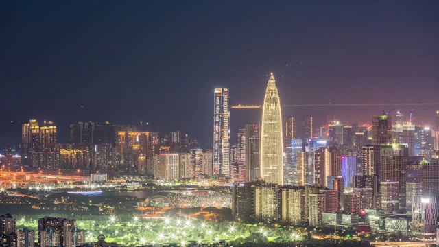 深圳南山区城市天际线黄昏转夜景视频素材