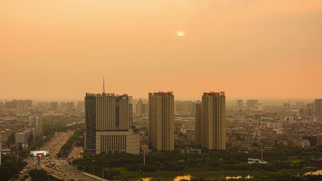 4k城市夕阳延时视频素材