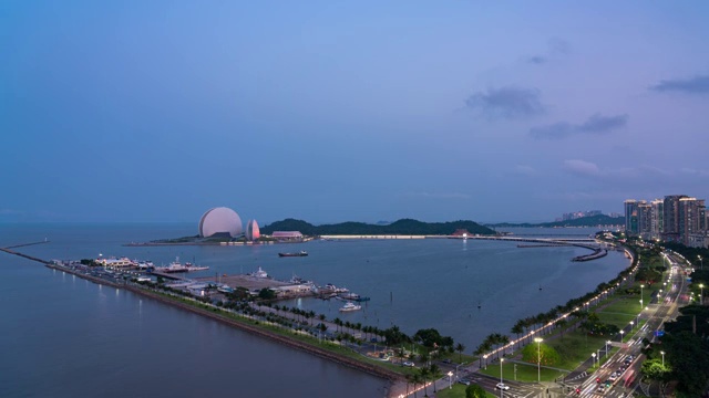 珠海日月贝歌剧院日转夜延时视频素材